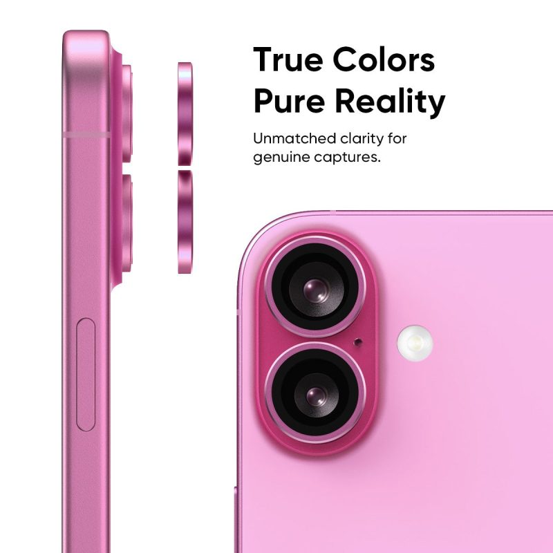 16hero1 NanoArmourHeropicturesiPhone16CameraProtectorAnti ReflectiveEasytoinstall Pink optimize