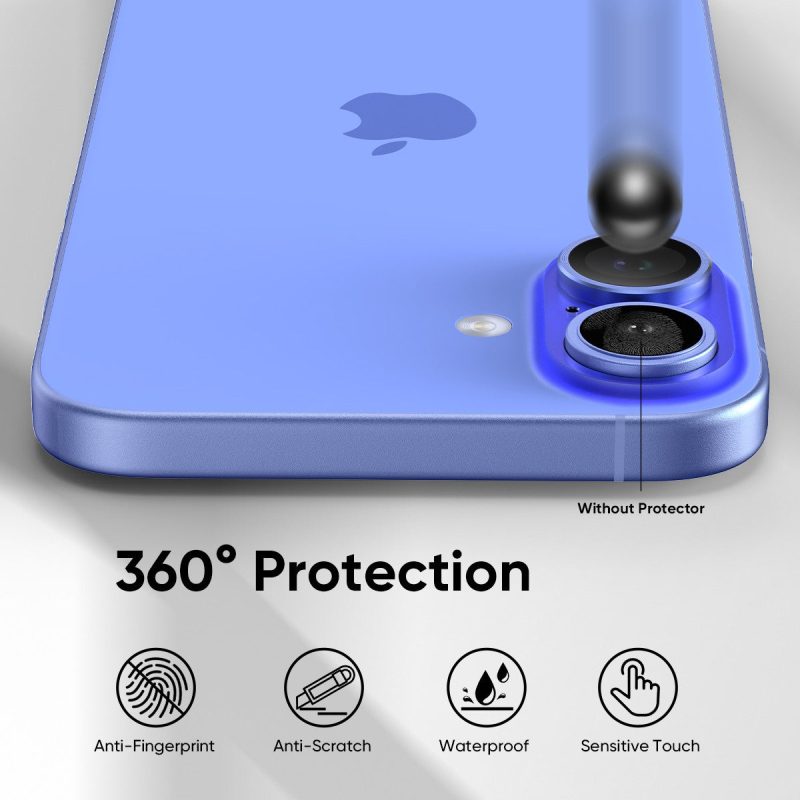 16hero3NanoArmourHeropicturesiPhone16CameraProtectorAnti ReflectiveEasytoinstall Blue optimize