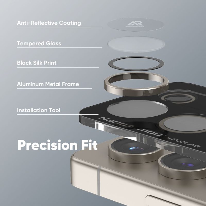 FLOLABNanoArmourONETIMEPROSamsungGalaxyS25UltraAnti ReflectiveCameraLensprotector Optimized 9