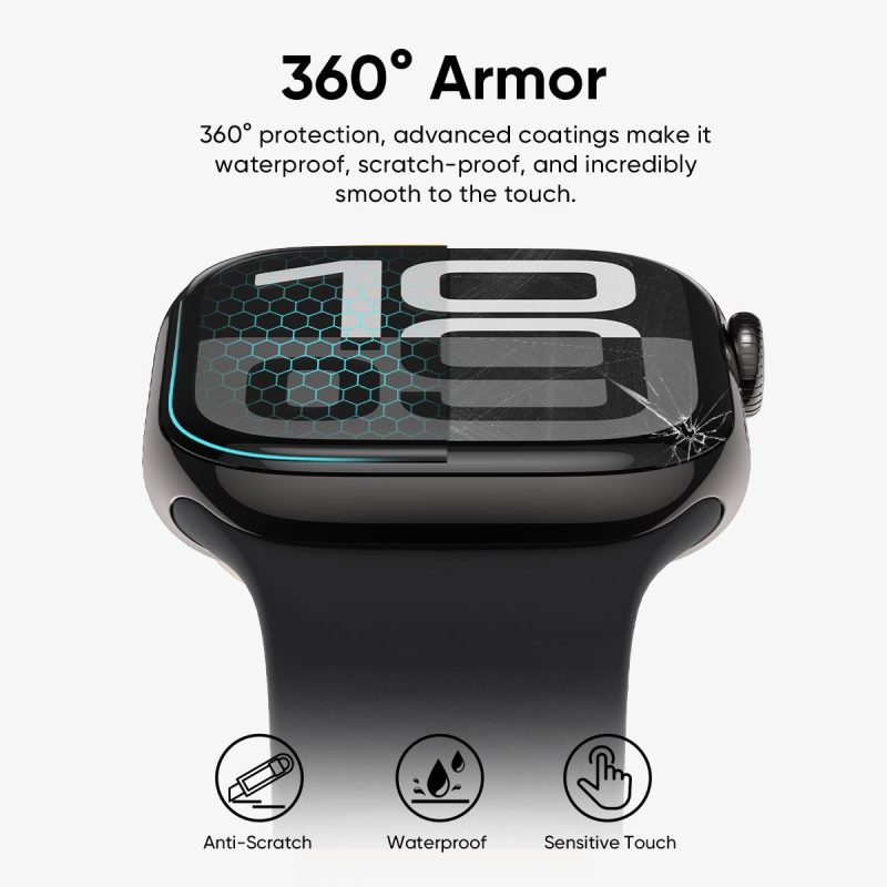 FLOLAB NanoArmour Apple Watch 10 screen protector optimized 8