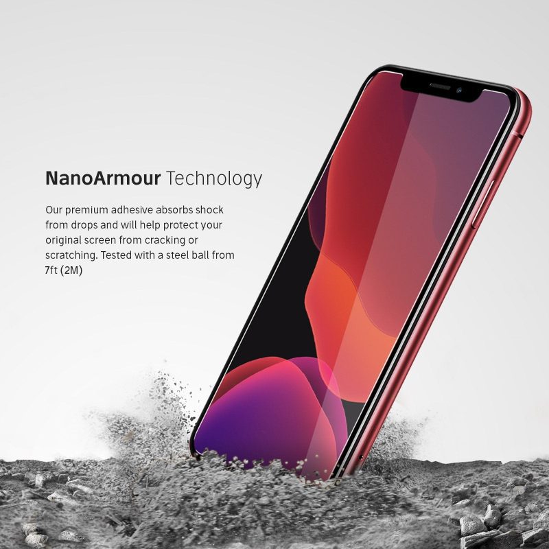 Nanoarmour technology iphone xs max friendly 2.5d screen protector